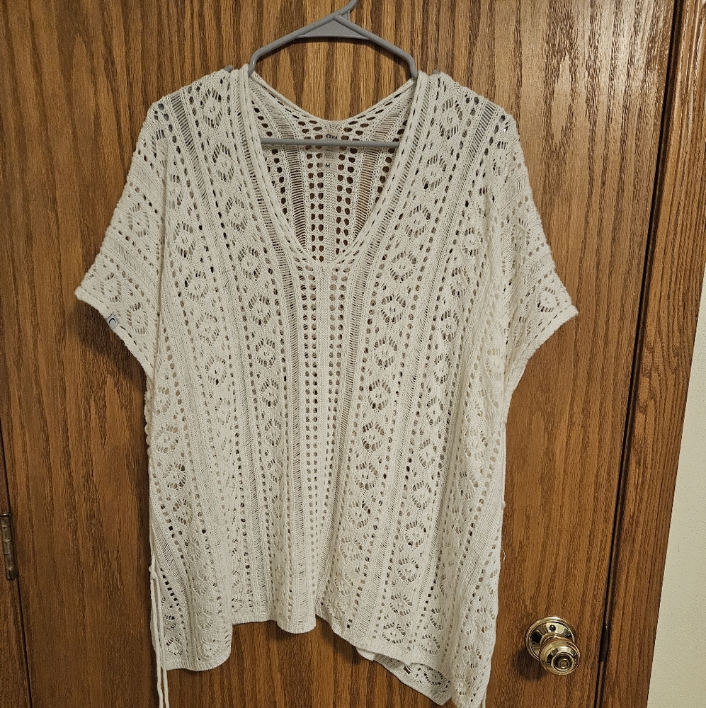 ZYIA White Crochet Swim Coverup
